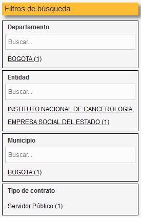 Imagen de los filtros de búsqueda Filtros de búsqueda para servidores públicos